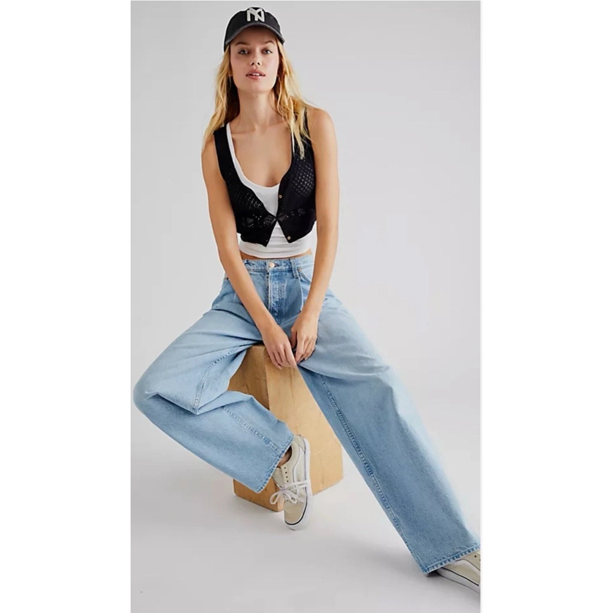 Mother The Puddle Snacker Jeans Womens 29 Fun Dip Wide Leg High Rise Denim